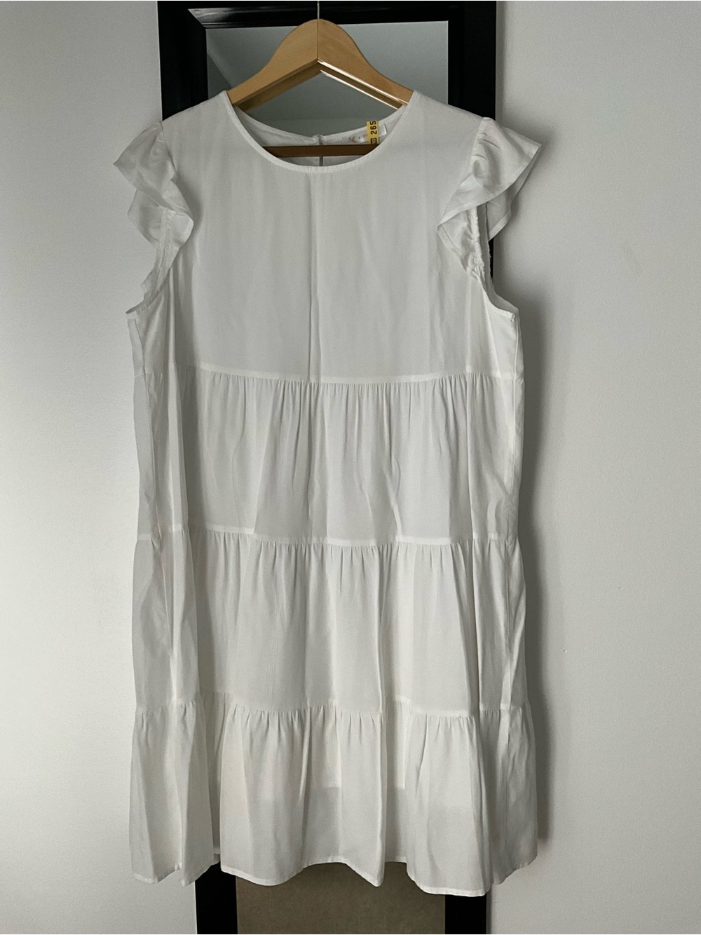 White Tiered Flutter Sleeve Dress